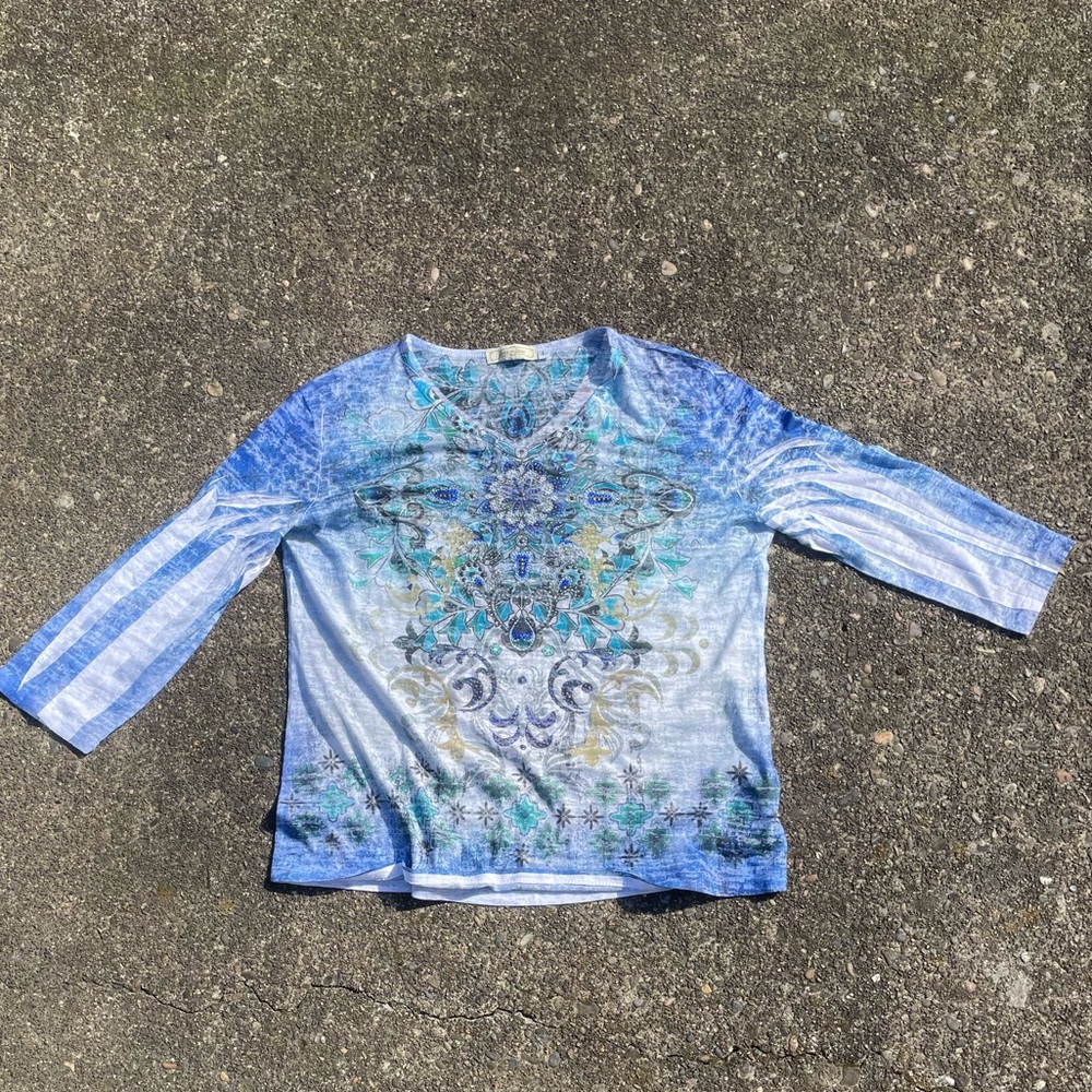 Blue Patterned Women's Top